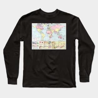 World map wall art 1934 dorm decor mappemonde daily mail world map Art Print Long Sleeve T-Shirt